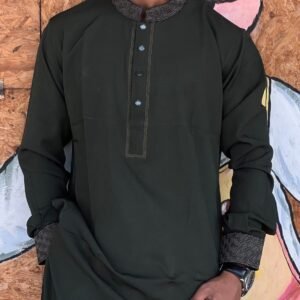 Premium Panjabi - Pakistani Twill Weave Fabric (Olive Color)