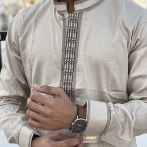 Premium Panjabi - Pakistani Twill Weave Fabric (Golden Color)